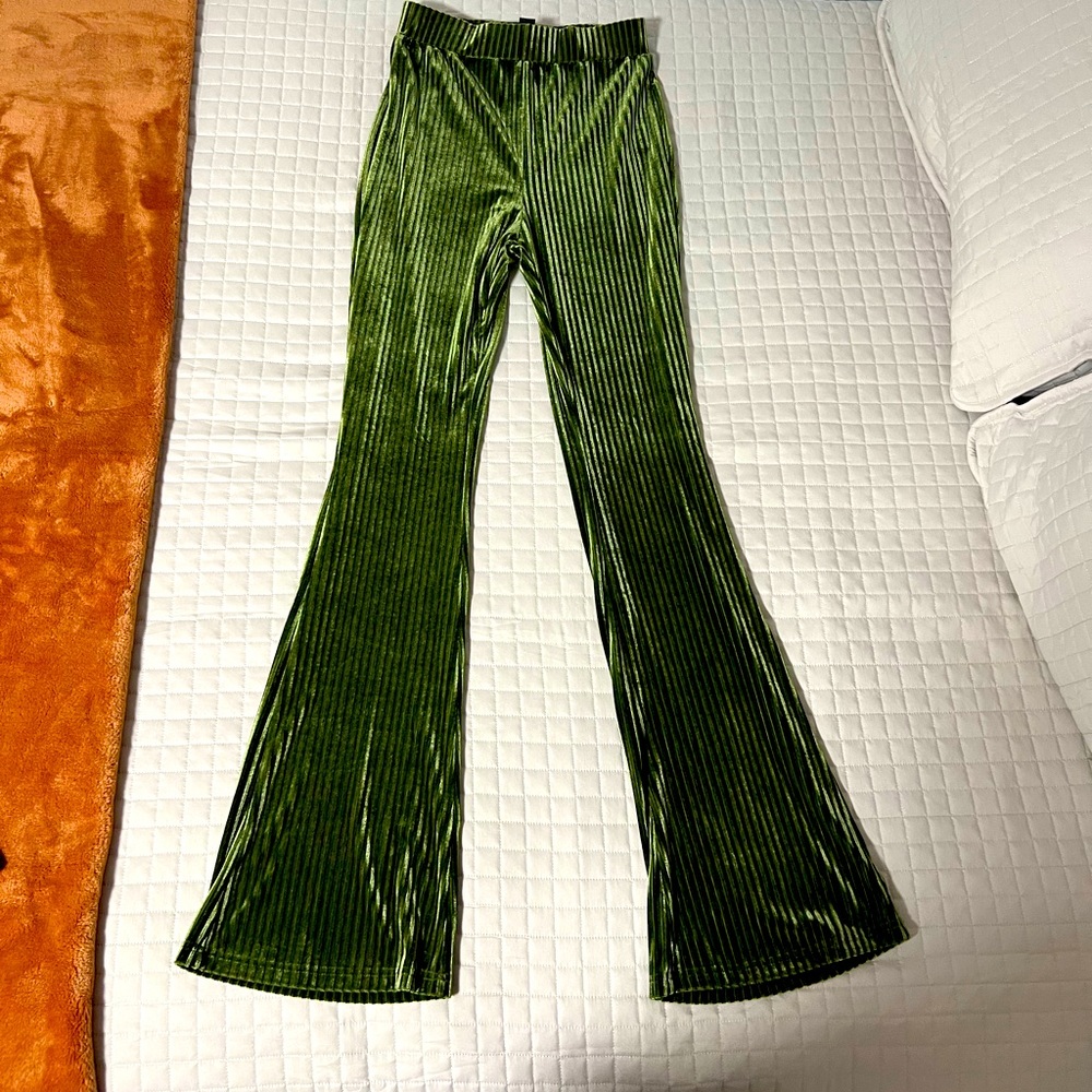 Velvet high waisted bell bottom pants from Shein
